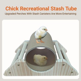 Pine Chick Perch with Hiding Tunnel，Strong Chick Play Gym Roosting Bar,Chicken Toys of Coop Accessories and Brooder, Training Perch Toys for Bird, Parrot,Hamster,Pet Rats,Duck