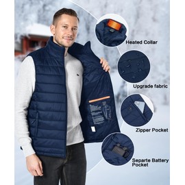 uupalee Men's Heated Vest Outdoor Lightweight Warm Heating Clothing with Battery Pack Navy 3XL