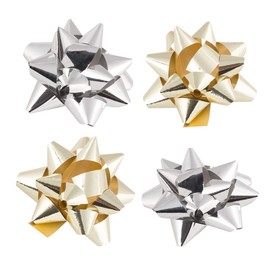 JAM PAPER Gift Bows - Super Tiny - 1 Inch Diameter - Gold & Silver - 9/Pack