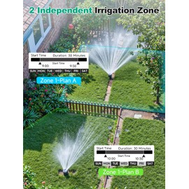 Sprinkler Timer, 2 Zone Water Timer with Rain Delay/Manual Watering/Automatic Irrigation Controller System