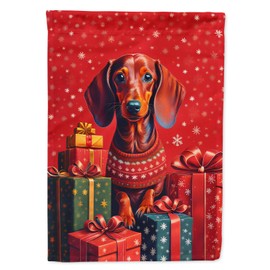 Caroline's Treasures DAC3074CHF Dachshund Holiday Christmas House Flag Large Porch Sleeve Pole Decorative Outside Yard Banner Artwork Wall Hanging, Polyester, House Size, Multicolor