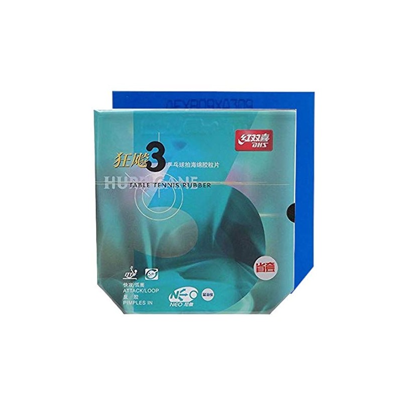 DHS Neo Hurricane 3 Provincial Rubber 39° Blue Sponge, Black,