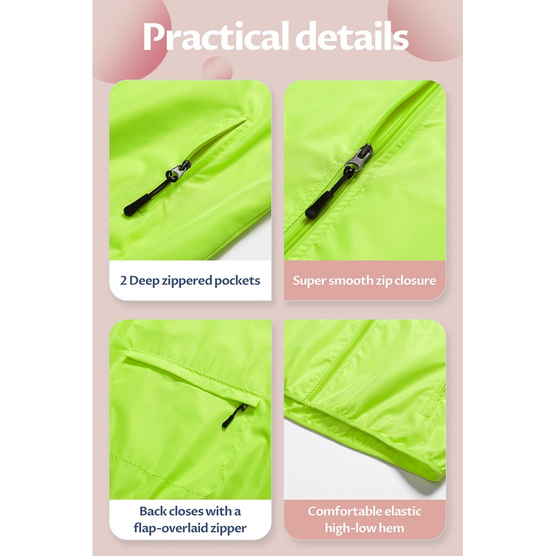 CREATMO US Women's Cycling Windbreaker Jacket Raincoat Outdoor Hooded Rain