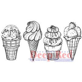 Deep Red Stamps Ice Cream Border Rubber Cling Stamp 4 x 2.1 inches