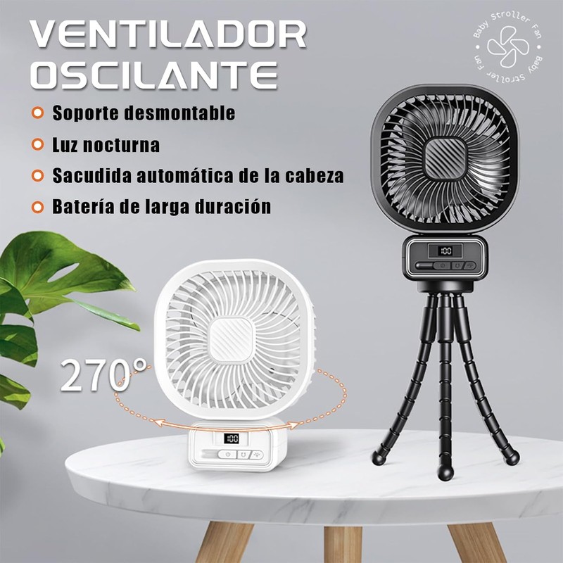 Ventilador Portátil,Carga por USB,5000mAh,3 Velocidades