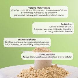 Matter Total Sport Proteína Vegana Sacha Inchi y Chícharo Sabor Matcha, con Probióticos, Enzimas Digestivas Biocore y BCAAs, Apoyo al Rendimiento y Recuperación Muscular, Bote con 700 g