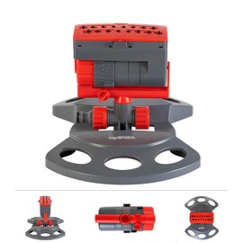 Grafner Square Sprinkler with 16 Nozzles and Turbo Motor, up to 180 m², Adjustable Range and Blast Width & Flow, 1/2 Inch Click Connection, Garden Irrigation Sprinkler Lawn Sprinkler Rectangle