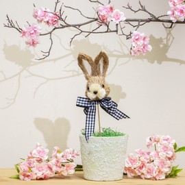 com-four® Flower Stake in Rabbit Design - Cute Rabbit Head with a Scarf - Flower Stake for Easter Wreaths