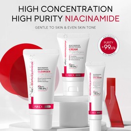Niacinamide Skincare Set with Cleanser & Eye Cream & Face Cream Highly Concentrated and Pure Niacinamide Brightening Moisturising Delay Skin Aging Even Skin Tone 3-Piece Travel Size Skincare Set