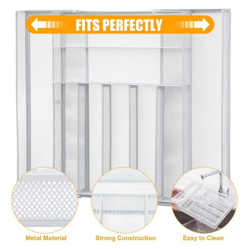 1 Pcs Utensil Drawer Silverware Organizer, Metal Mesh Expandable 13"