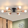 Fivootvi Semi Flush Mount Wood Ceiling Light Fixture 6-Lights Rustic
