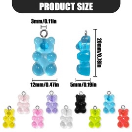 NILLOS Resin Gummy Bear Pendant, 40 PCS Mini Cute Bear Charms Pendants for Bracelet, Necklace, Jewelry Making, DIY Crafting (Multicolor)