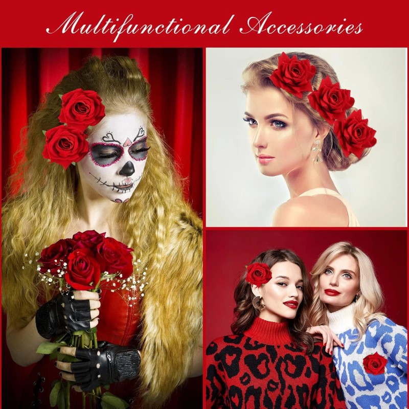 Unbranded 2 PC Women Pink Rose 3.5" Brooch Floral Clips