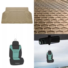 FH Group Trunk Cargo Liner Mat for Car SUV Van Sedan All Weather Tan w/ Air Freshener