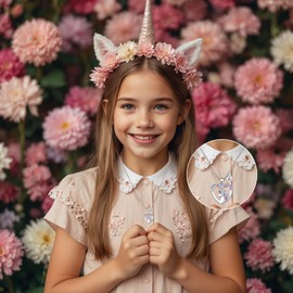 Unicorn Necklace Gifts for Girls,Silver Heart Necklace with Initial for Girls Teen Kids Birthday Valentines Day Gifts,Plated CZ Necklace for Daughter Granddaugher Christmas Thanksgiving Gifts-Letter L