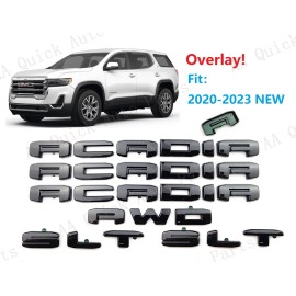GMC 6P Gloss Black Door Rear Tailgate Acadia SLT AWD OVERLAY Emblem 2020-2023 Acadia