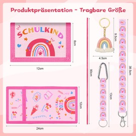 TCRZHHRX School Gift School Kids Chest Bag with Rainbow Keyring + 3 Lanyards, Anti-Theft Mini Purse for Girls/Boys for Travel, School Trips & School Cone, pink, M, Casual