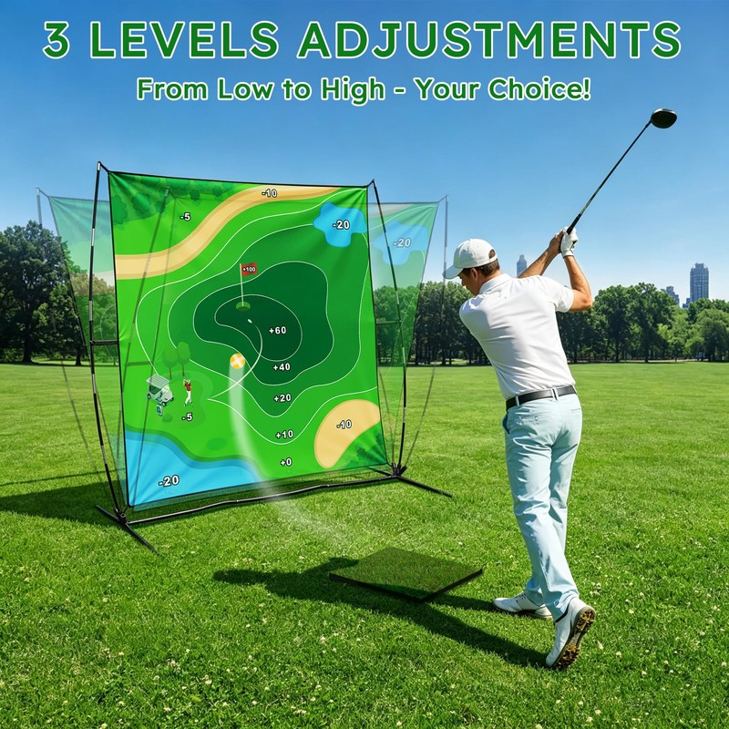 Battle Golf Chipping Game, 70"x70" Portable Chipping Mat, Indoor Outdoor