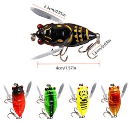 Taicols Cicada Fishing Lure, 5 Fishing Cicada Bait, Lifelike 3D Holographic Eyes Freshwater Bait, Sturdy Fishing Topwater Lure Artificial Fishing Bait, Fly Fishing Lures,for Fishing Enthusiasts