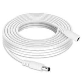 Tonton 6.6FT 2M DC Power Extension Cable 5.5 mm x 2.1 mm 5521 Male to Female 12V DC Adapter Cord Compatible with CCTV Security IP Camera, Survelliance DVR NVR System, LED Strip, Monitors (White)
