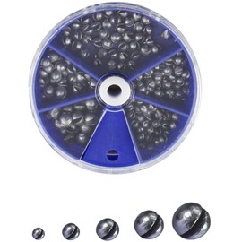 Mirhua 釣り用重り 丸型 205個セット セット スプリットショットシンカー 取り外し 5サイズ 0.2g 0.3g 0.4g 0.5g 0.8g 海釣 渓流釣り釣具 初心者最適 収納ケース付き 小物