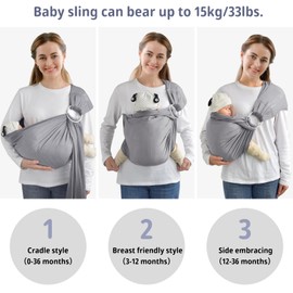 vrbabies Baby Sling Carrier,Breathable Quick Dry Ring Sling Baby Carrier Newborn to Toddler,Mesh Lightweight Baby Wrap Carrier for Summer,Swimming(7 to 22 LB)
