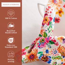 Maison d' Hermine Cloth Napkin 100% Cotton Decorative Washable Easter Table Napkins for Dining, Home, Wedding, Banquet, Buffet, Happy Florals - High Summer - Spring/Summer (20”x20”)