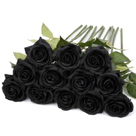 IPOPU - 12 rosas artificiales para decoración de fiesta, rosas falsas, flores de seda, rosas sintéticas, pétalos florales para el hogar, boda, fiesta, tienda, jardín, decoración de novia, bricolaje