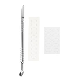 sourcing map 2 Sets Cuticle Pusher Dual Sided, Spoon-Shaped Metal Nail Cuticle Pusher Remover Tool with 100/180 Grit Sandpaper Sheets for Manicure Pedicure Nail Art