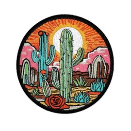3.5" Cactus Patch - Western - Plant - Floral - Embroidered Iron On/Sew On Patch/Patches - Vintage Iron On Patches - Applique/Appliques - Sewing Patches - Decorative Patches for Clothes, Clothing
