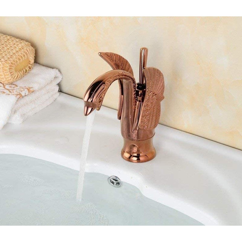 YCCUZA Bathroom Sink Faucet Swan Antique Copper Single Handle One