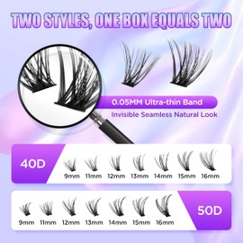 Elitefe Lash Extension Kit DIY 280Pcs Lash Clusters Kit Eyelash Extensions 10-16MM Individual Lashes Extensions with Lash Bond and Lash Tweezers (280Pcs, 40D+50D, 0.07D 9-16mm)