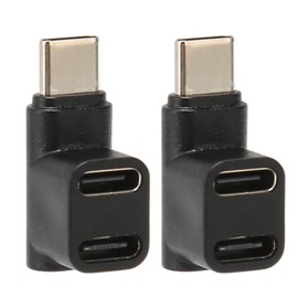 Zunate 2 Pack USB C 3.1 90 Degree Angle Adapter 10Gbps Type-C Male to USB C2.0 Dual Female 4K 60Hz 100W Charging, Perfect for Gaming and Connecting External Devices
