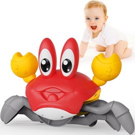 FunMission FunMission Crawling Crab Baby Toy, Infant Tummy Time Toys for 3-6 Year olds with Music and LED Light, Sensory Toys for Babies Toddlers 3 Year Old, Music Development Gift for 7 8 9 Year olds boyRED