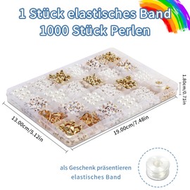 Beads for Bracelets 1400, Make Your Own White Beads, Jewellery Crafts Girls Gifts for Girls, DIY Set Beads for Threading for Earrings, Necklaces and Bracelets (Colour A)