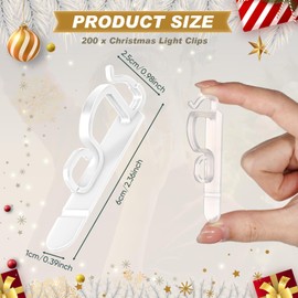VIHOSE Christmas Light Clips Universal Shingle Clip Christmas Gutter Clip Christmas Shingle Clip Outdoor Christmas Light Hook Plastic Light Hanger for String Light Christmas Decoration (White,200 Pcs)
