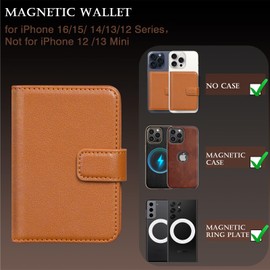 LOHASIC Leather Wallet Card Holder Compatible with MagSafe, Light Brown, Business