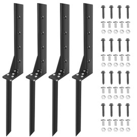 Fence Post Repair Kit, Heavy Duty Fence Post Repair Stakes, Fences Post Anchor Ground Stakes, Fencing Repair Kits for Wood Posts, Repair Tilted and Broken Wood Support (4 Pcs)