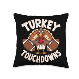 Turkey And Touchdowns Holiday Football Thanksgiving Game Day Throw Pillow