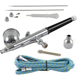 Agora-Tec airbrush gun kit AT-AK-01 with a 1.8 m hose and 3 different nozzles and needles (0.2 mm 0.3mm 0.5 mm)