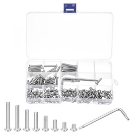 sourcing map M4 Torx Security Screws Kit, (M4x6/8/10/12/16/20/25/30mm)140pcs 304 Stainless Steel Round Head Tamper Proof Screw, W 1pcs T20 Wrench Bolts