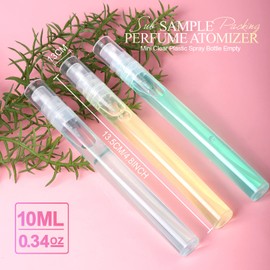 Fandamei Mini Spray Bottle, 10 Pack 10ml Plastic Spray Bottle, Fine Mist Refillable Perfume Bottle, Perfume Atomizer, Small Empty Sample Containers, Portable Travel Bottle