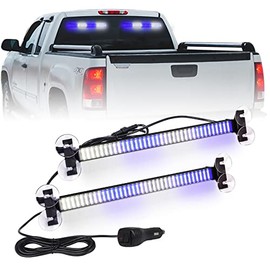 XRIDONSEN 2 in 1 Emergency Strobe Traffic Advisor Light Bar 144 LED Warning Hazard Safety Interior Windshield Dash Lights Split Mount for Police Ambulance Vehicles Trucks (2x17.7 inch, Blue/White)