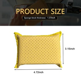 yorpyep Windshield Cleaning Sponge Block, Double-Sided Microporous Defogger for Car Window Glass, Washable Super Absorbent Anti-Scratch Suede Sponge, Portable Cleaning Tool for Most Cars (Yellow)