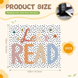 Drydiet Let's Read Carpet 47×39 Inch Colorful Floor Mat Washable Non-Slip Boho Classroom Reading Nook Must Haves Read Sign for First Day End of the Year School Home School Dorm Library Party Decor