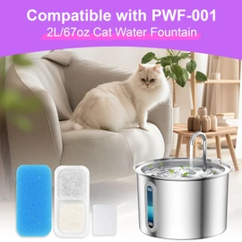 12 Packs Replacement Pet Water Fountain Filter Compatible with oneisall 67oz/2L Stainless Steel Cat Fountain Filters, Dog Water Fountain Foam Filter, Sponge Filter (White, 12)