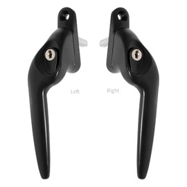 Black Right-Hand Yale UPVC Window Handle Cranked Double Glazing Universal Key Locking - 40mm