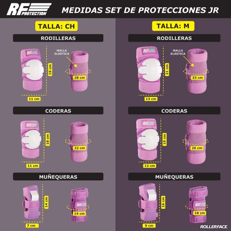 Set De Protección Para Patinaje Rollerface Lila/blanco