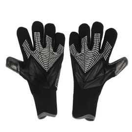 2pcs Soccer Goalie Glove Black Anti Slip Latex Breathable Extra Finger Protection Goalkeeper Gloves for Football Competition Number 9.