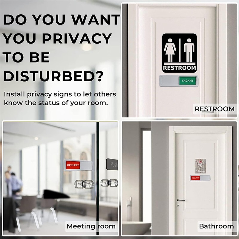 Privacy Sign 2pcs, Vacant Occupied Door Sign for Home Office